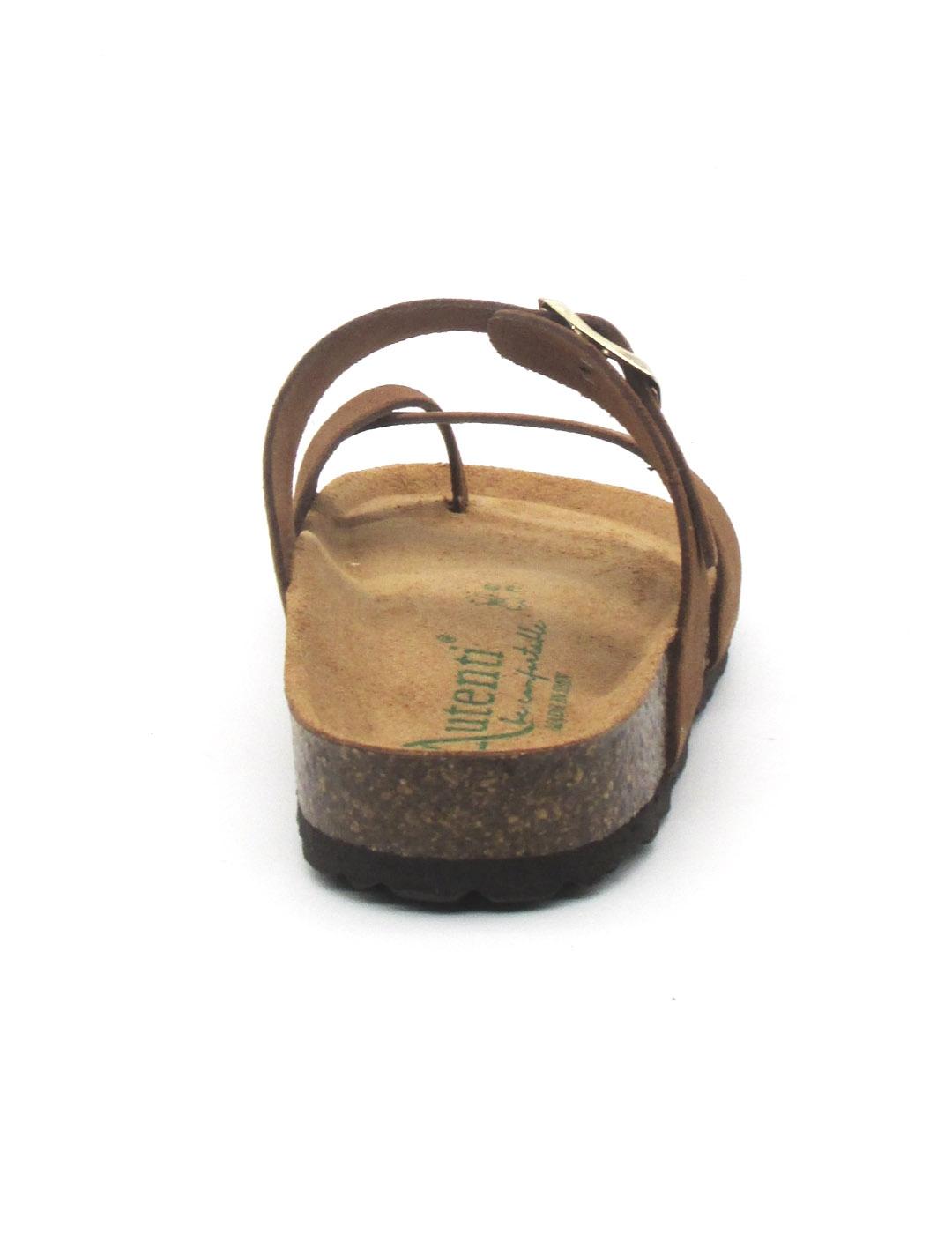 Sandalia Bio Autenti 3572 color marrón con serraje para muje