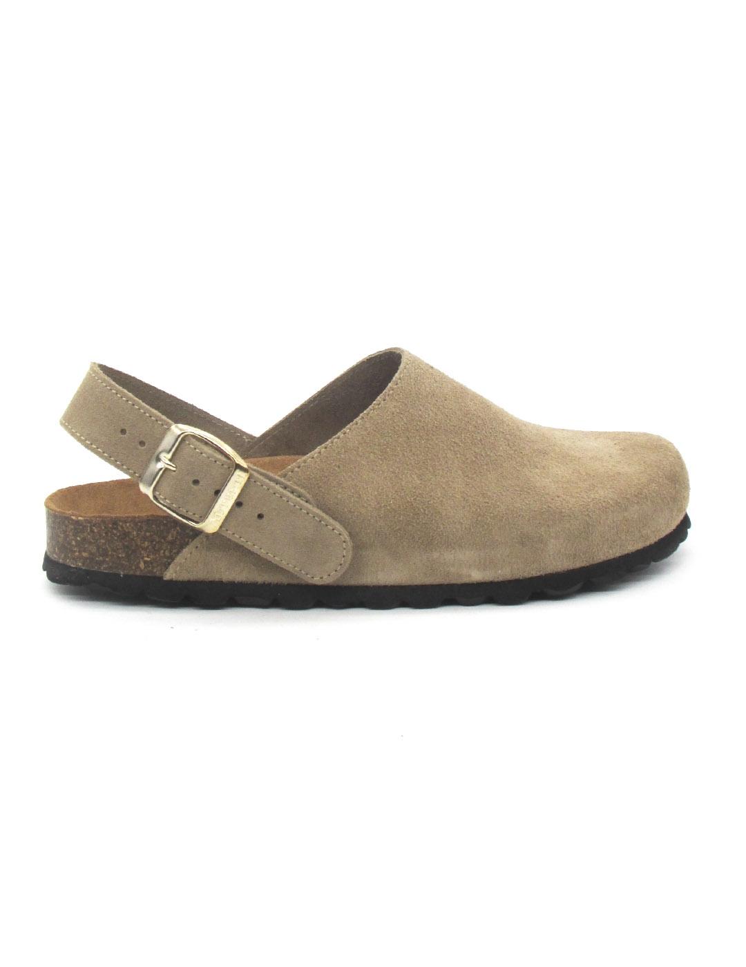 Zueco Bio Autenti 15466 de color taupe serraje