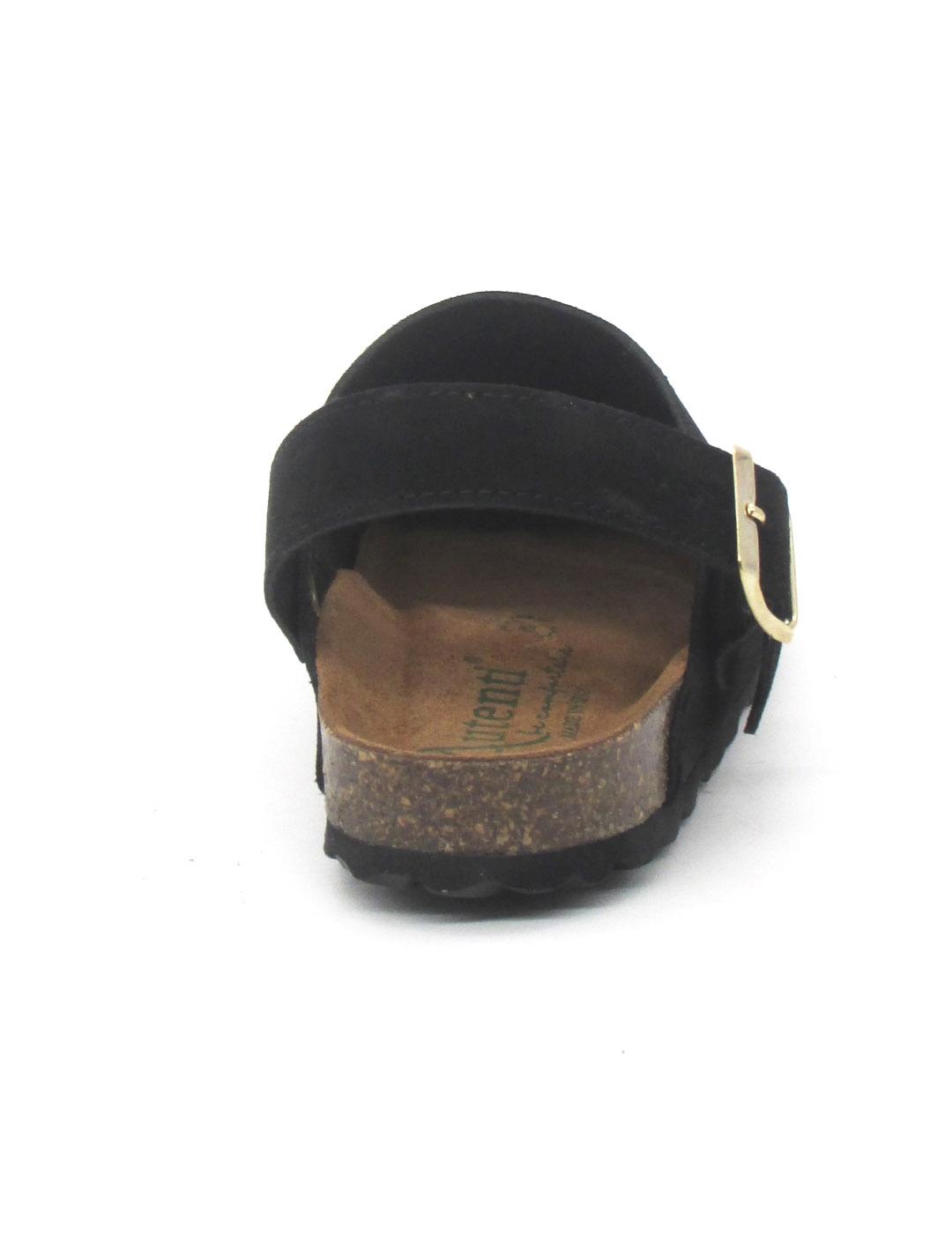 Zueco Bio Autenti 15466 serraje de color negro para mujer