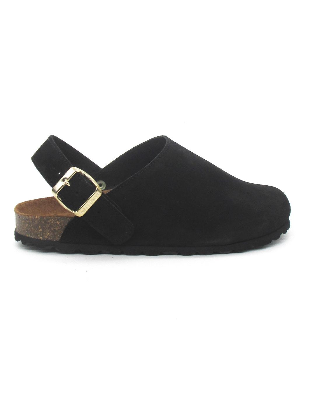 Zueco Bio Autenti 15466 serraje de color negro para mujer