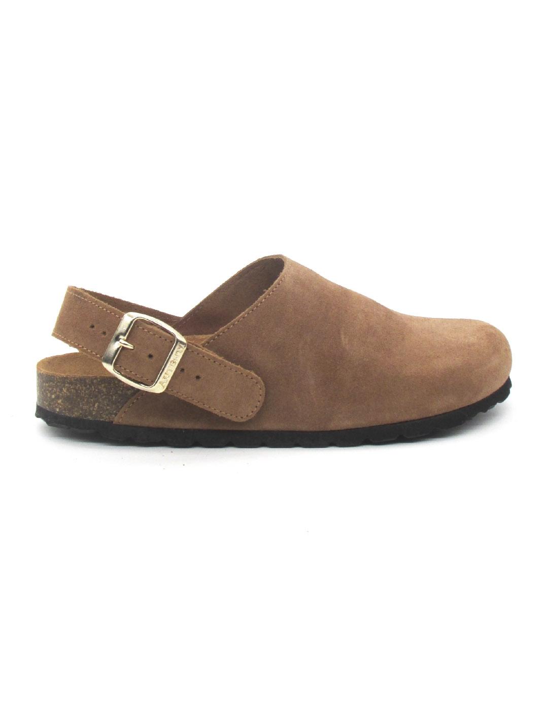 Zueco Bio Autenti 15466 de color marrón serraje para mujer