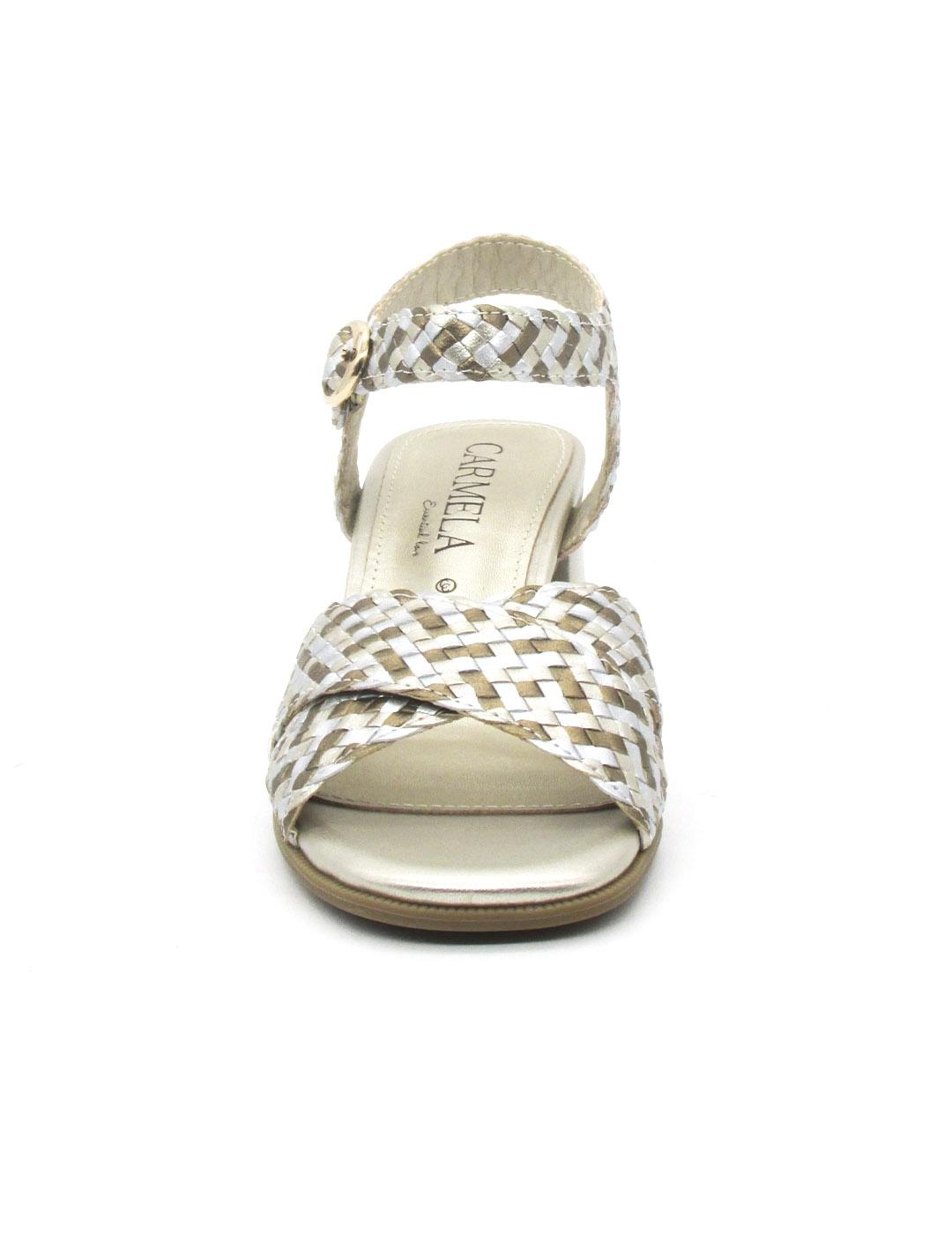 Sandalia Carmela 162192 de color oro con tacón para mujer