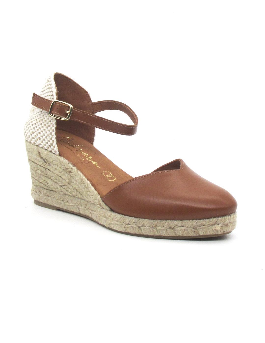 Alpargata Cabrera 48-5 de color cuero en piel para mujer