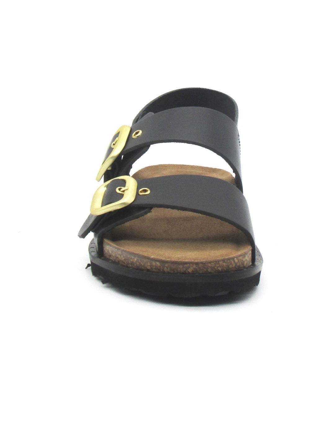 Sandalia Yokono BOLUS-252 de color negro plana para mujer