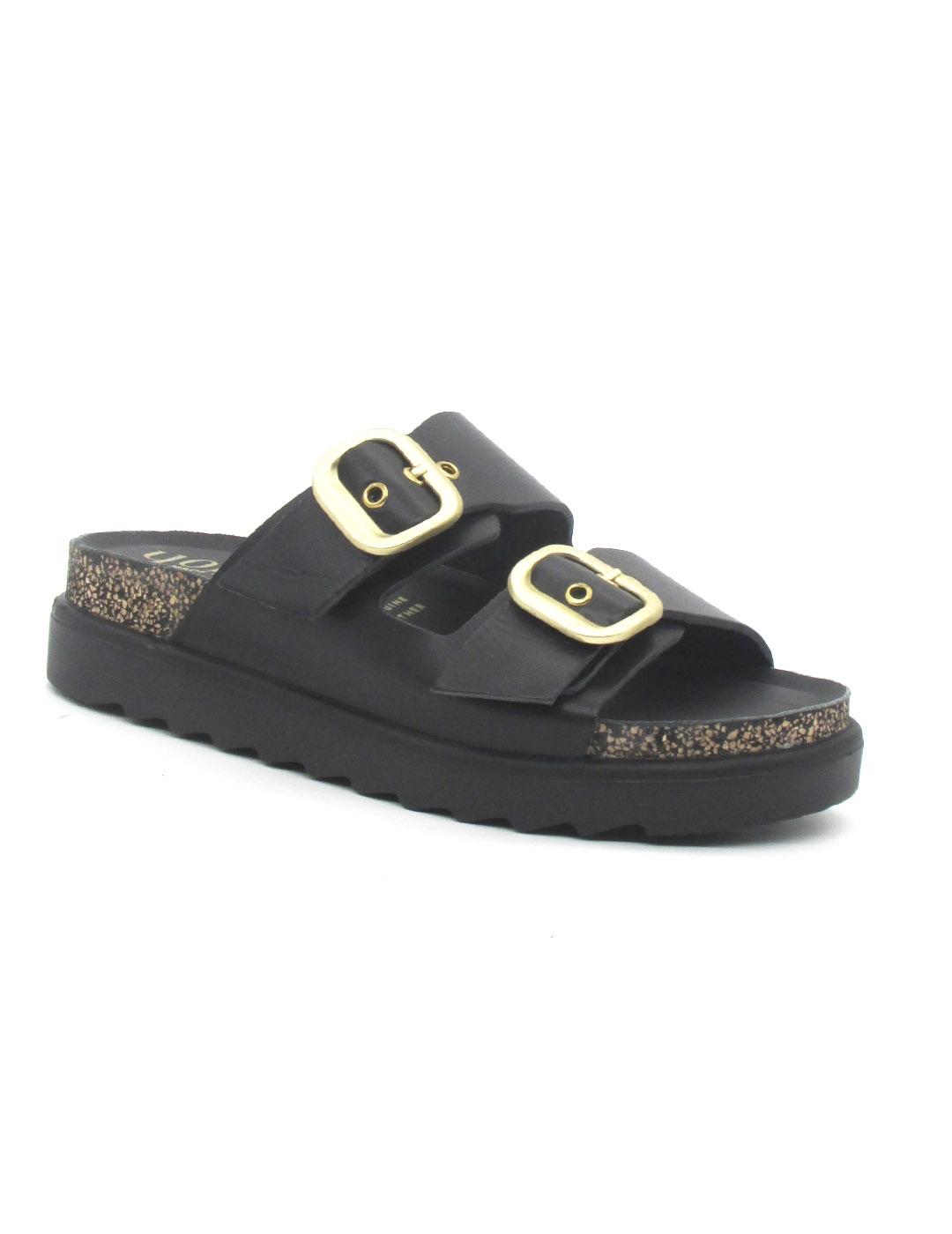 Sandalia Yokono TUNEZ-130 de color negro plataforma para muj