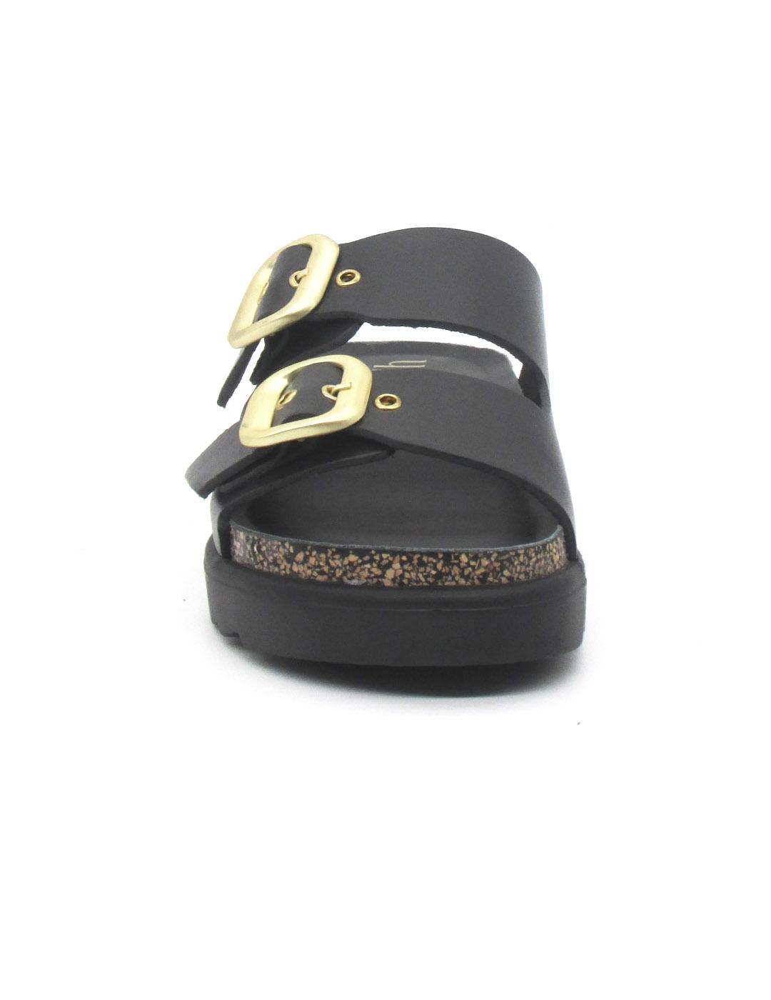 Sandalia Yokono TUNEZ-130 de color negro plataforma para muj