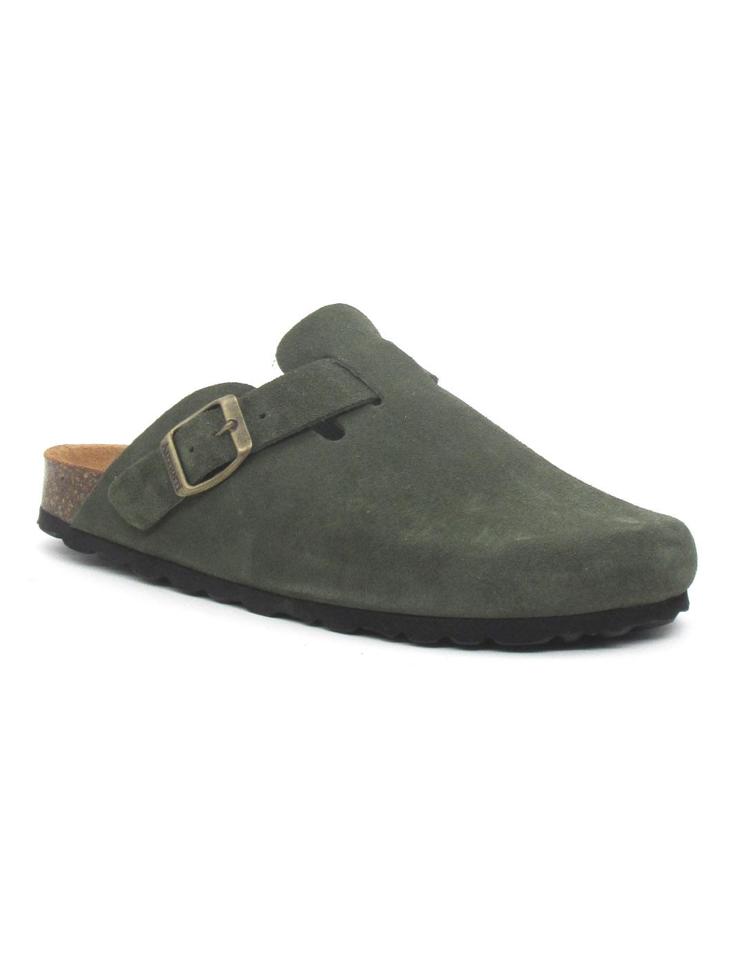 Zueco Bio Autenti 355 de color verde serraje para mujer