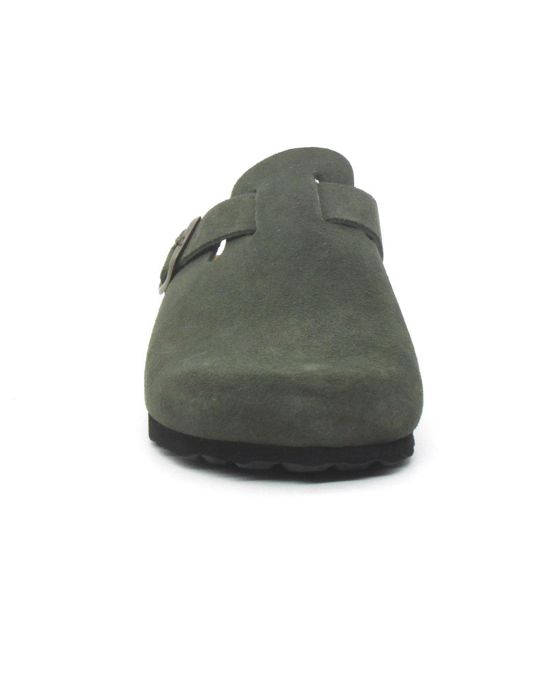 Zueco Bio Autenti 355 de color verde serraje para mujer