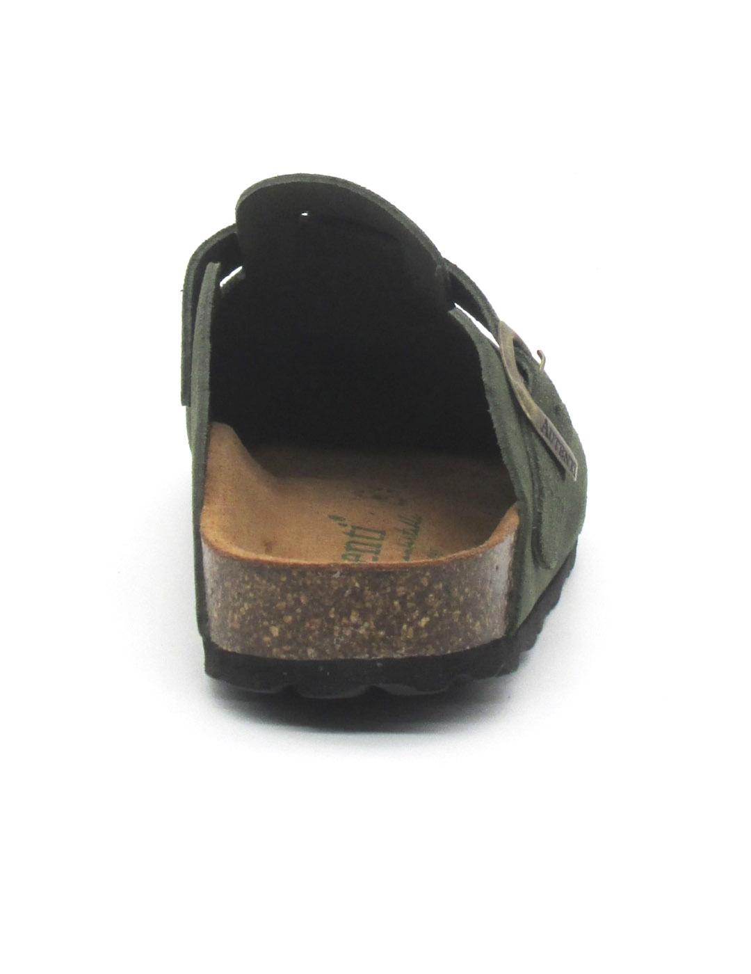 Zueco Bio Autenti 355 de color verde serraje para mujer