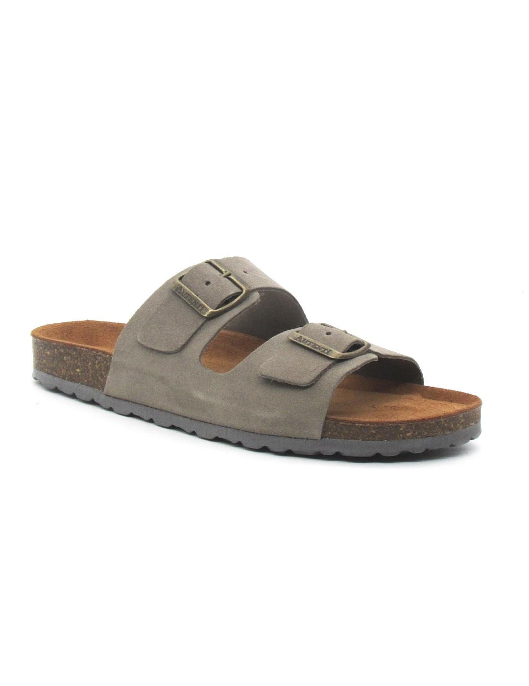 Sandalia Bio Autenti 3195 de color piedra serraje para mujer