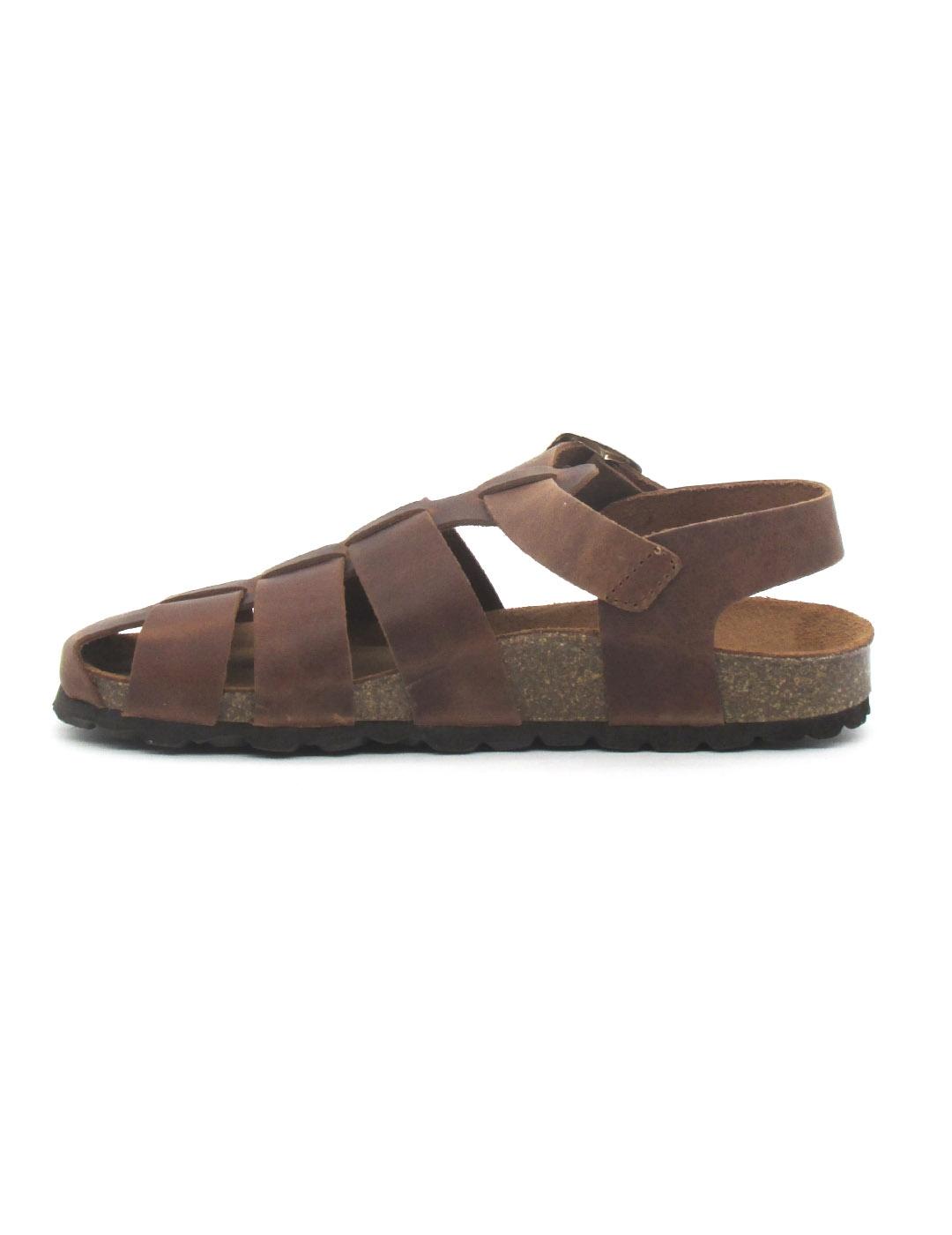 Sandalia Autenti 15465 de color chocolate en piel para mujer