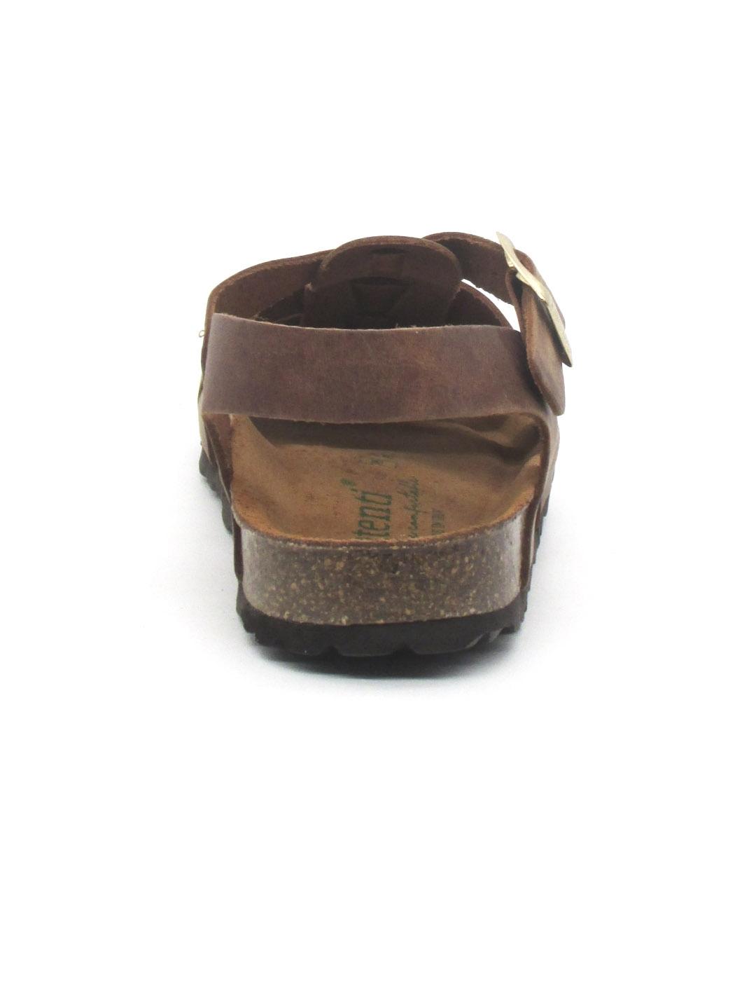 Sandalia Autenti 15465 de color chocolate en piel para mujer