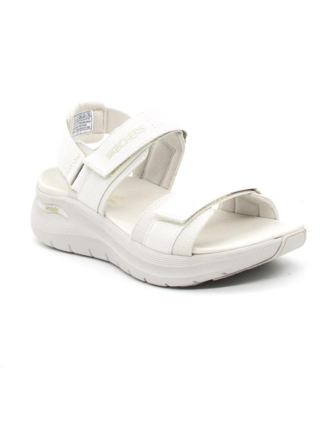 Sandalia Skechers 119465/OFWT de color blanco cuña