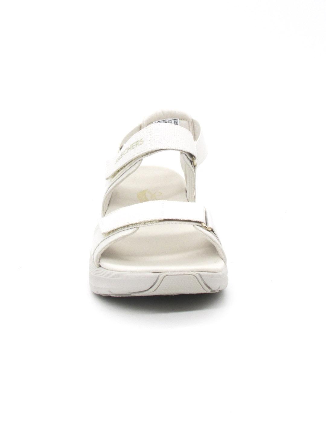 Sandalia Skechers 119465/OFWT de color blanco cuña