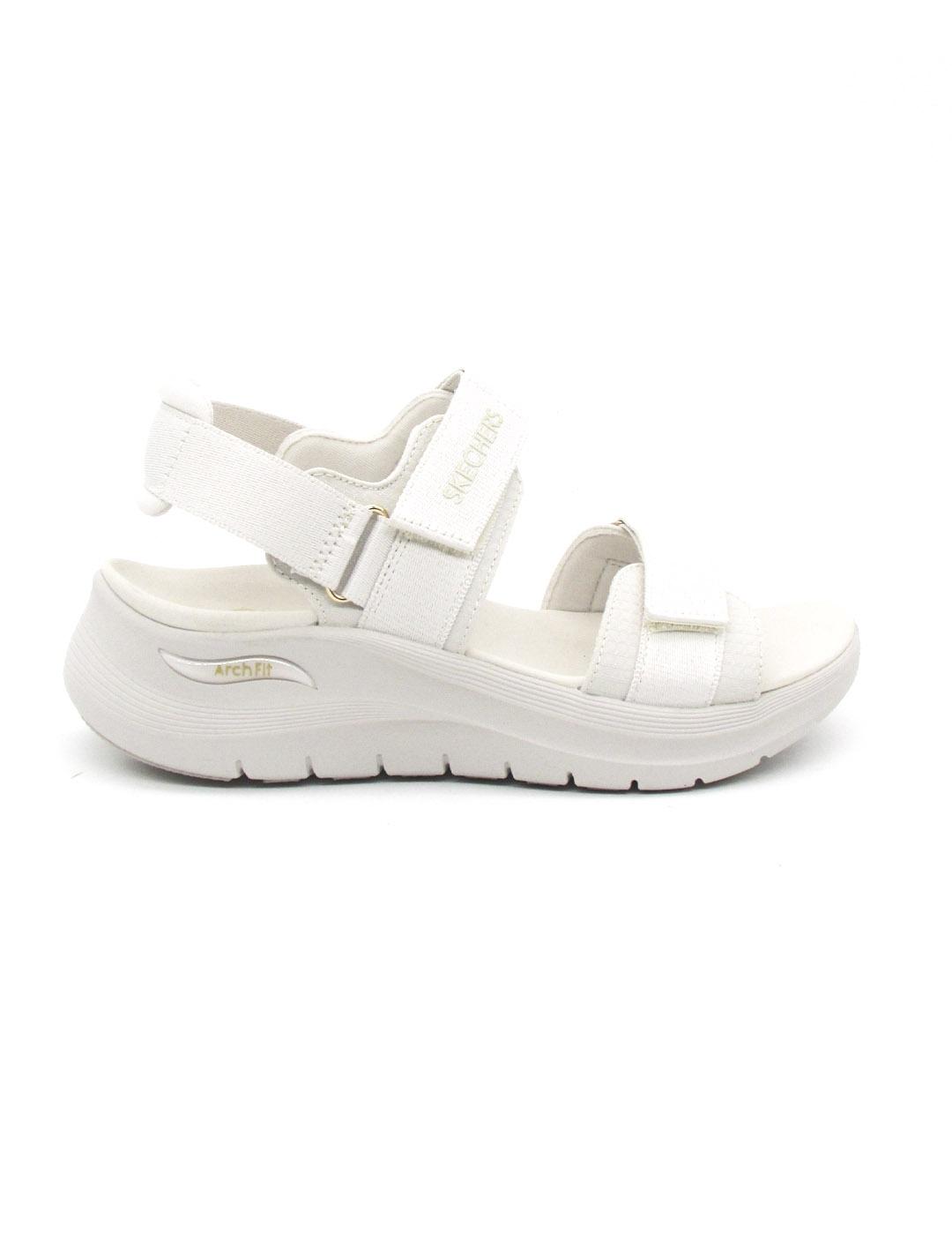 Sandalia Skechers 119465/OFWT de color blanco cuña