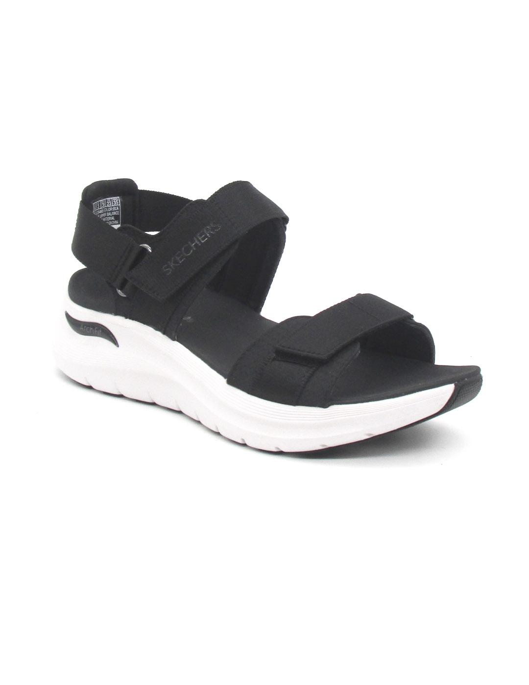 Sandalia Skechers 119465/BLK de color negro cuña para mujer