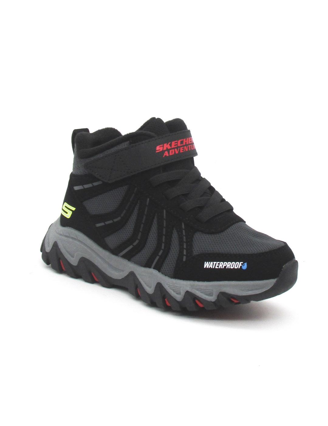 Botin Skechers 406412L/BKRD negro/rojo para niño waterproof