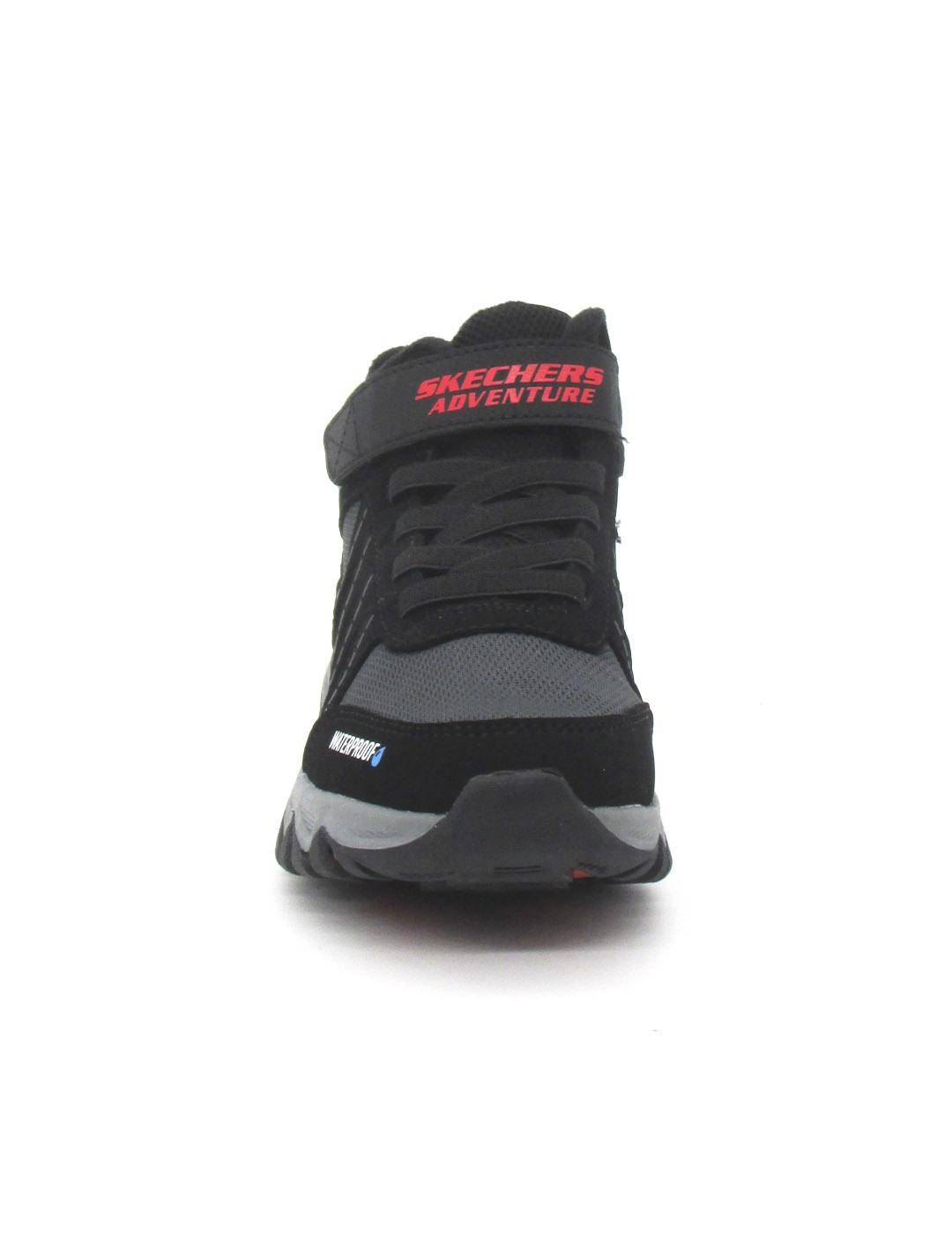 Botin Skechers 406412L/BKRD negro/rojo para niño waterproof