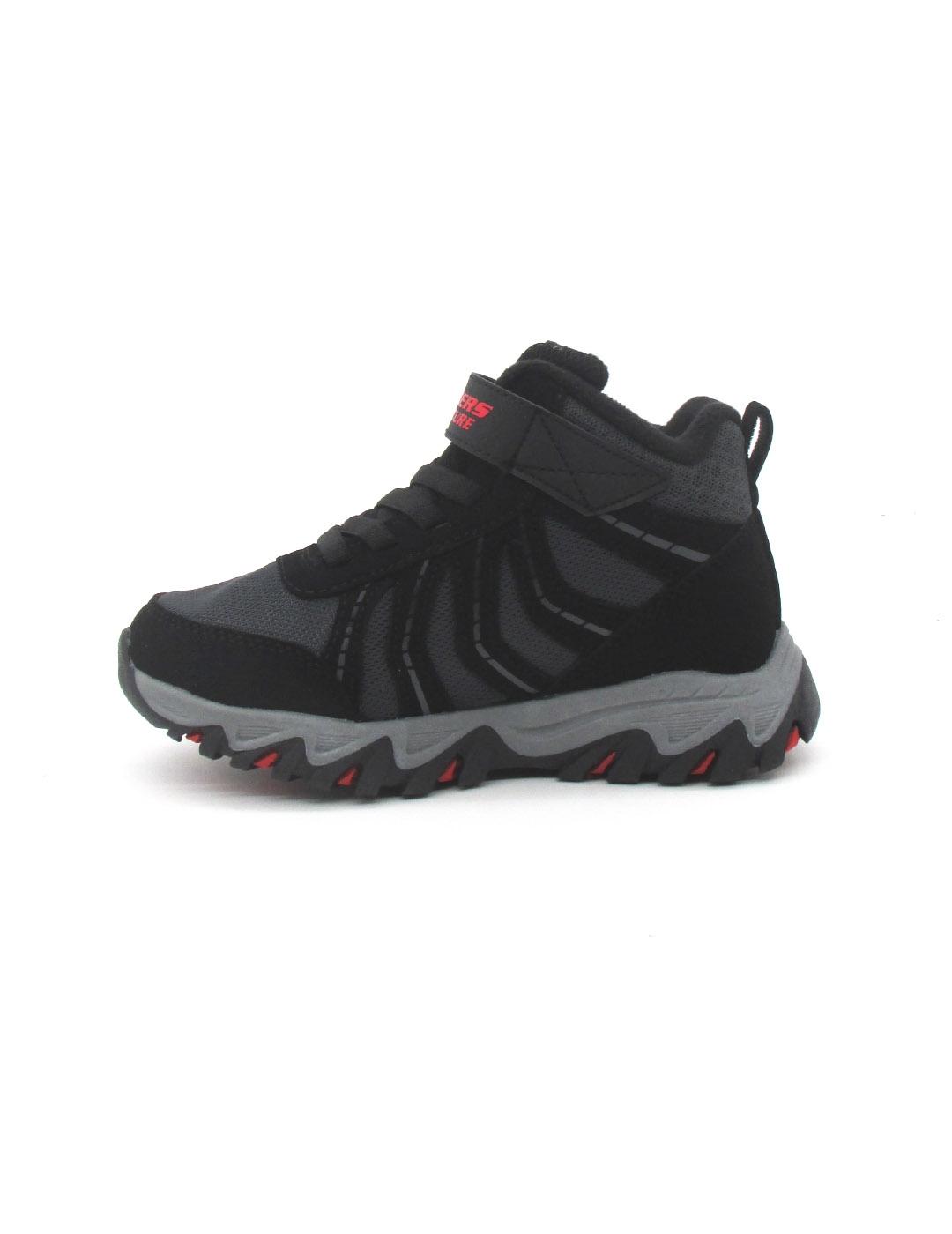 Botin Skechers 406412L/BKRD negro/rojo para niño waterproof