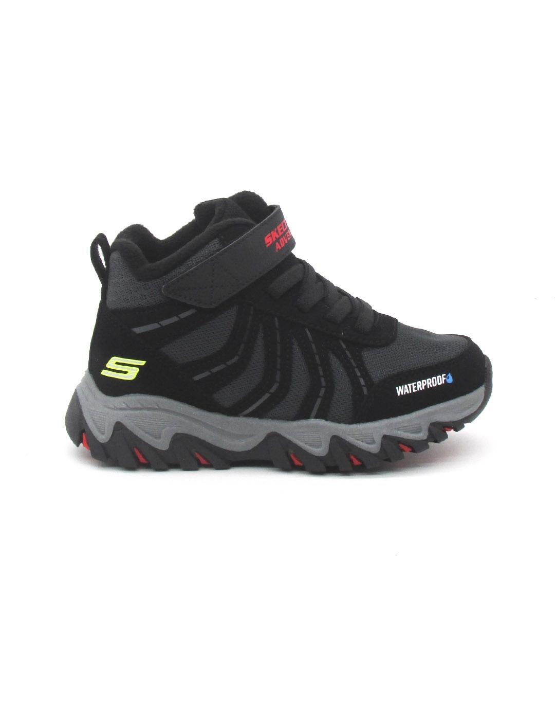 Botin Skechers 406412L/BKRD negro/rojo para niño waterproof
