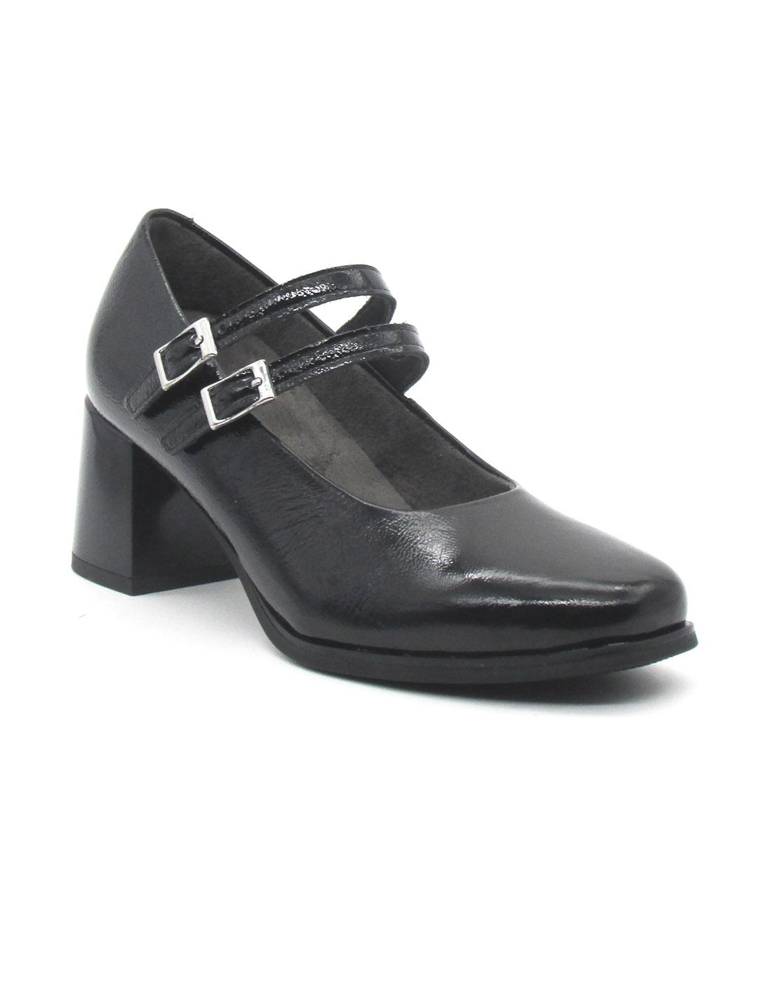 Zapato Pitillos 10831 negro tacon charol hebillas