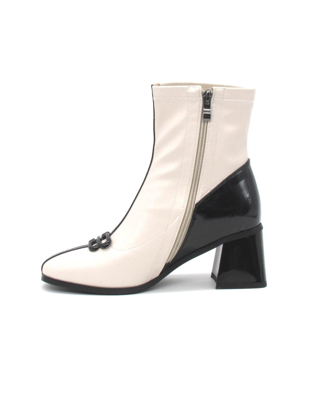 Botin Rock Away 84581B blanco/negro tacon mujer