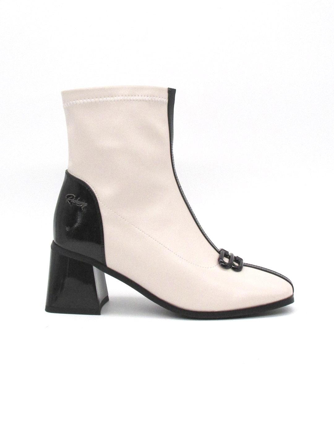 Botin Rock Away 84581B blanco/negro tacon mujer