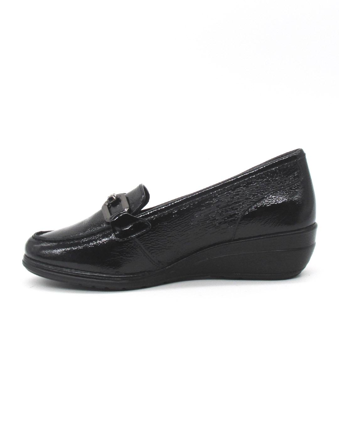 Mocasín 24HRS 26558 negro cuña para mujer