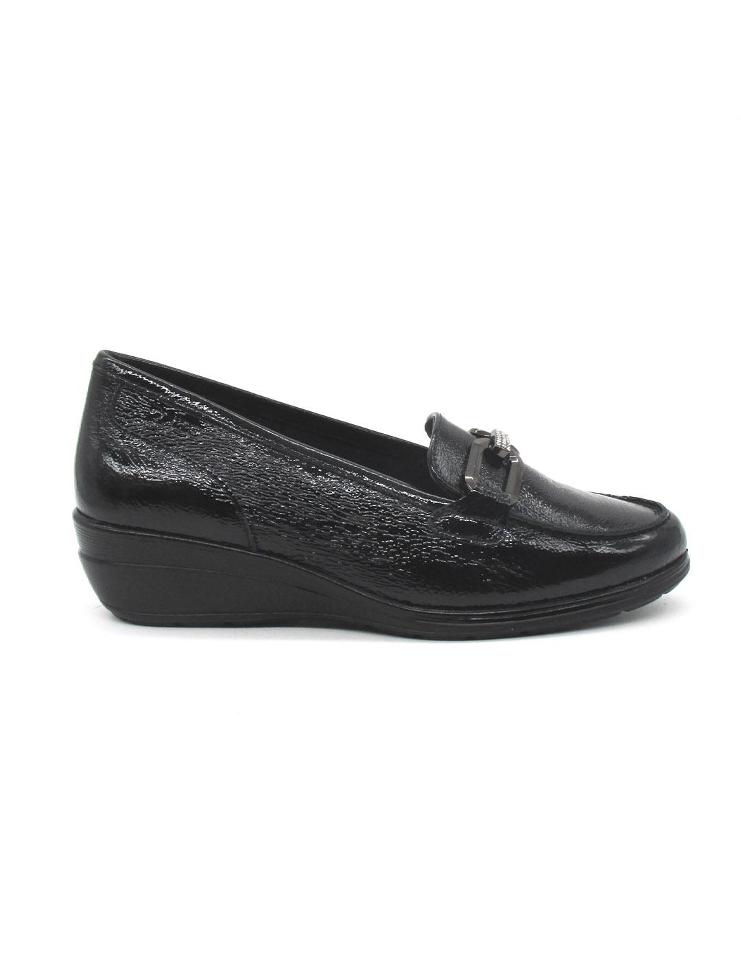 Mocasín 24HRS 26558 negro cuña para mujer