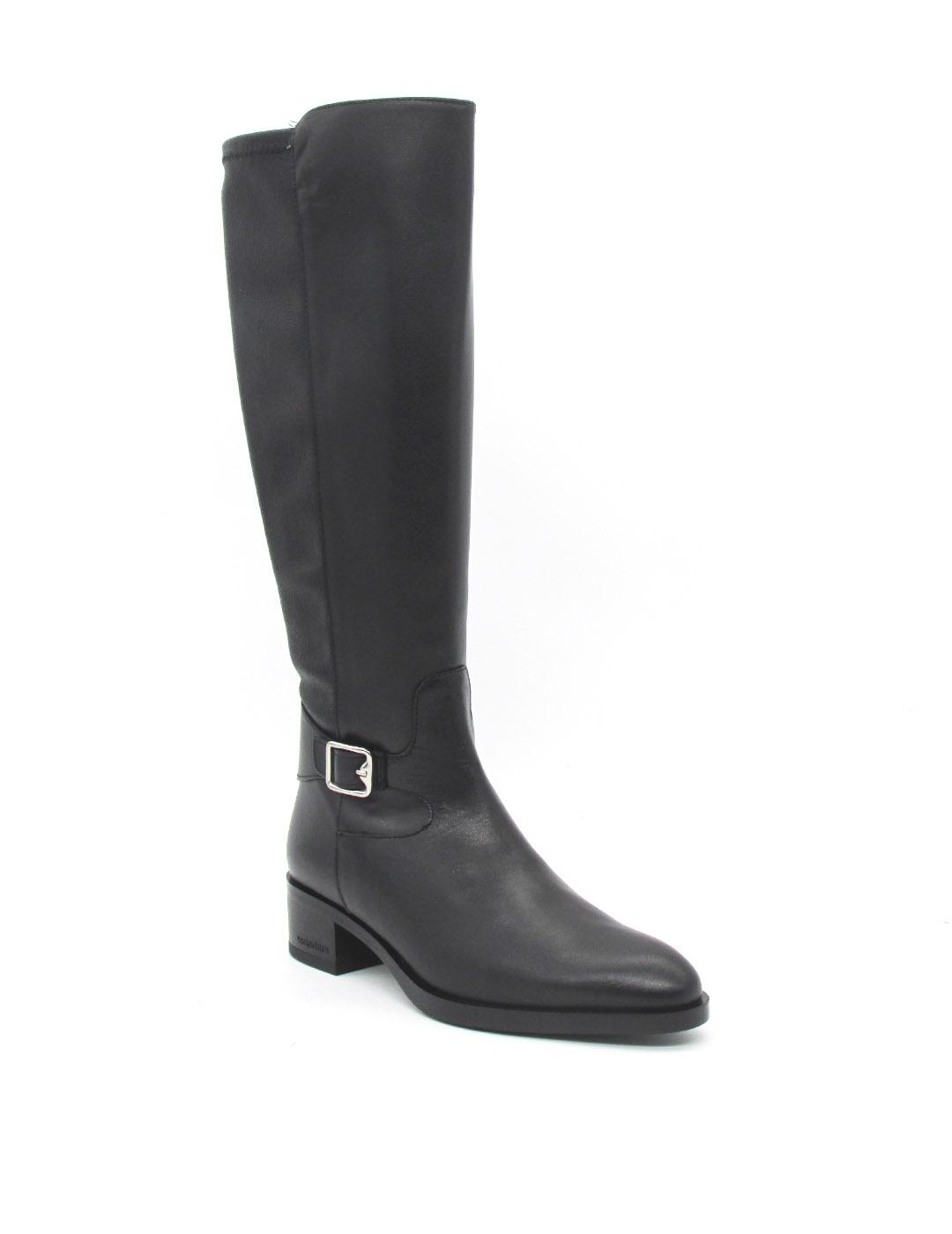Bota Wonders D-1802 negro plana para mujer