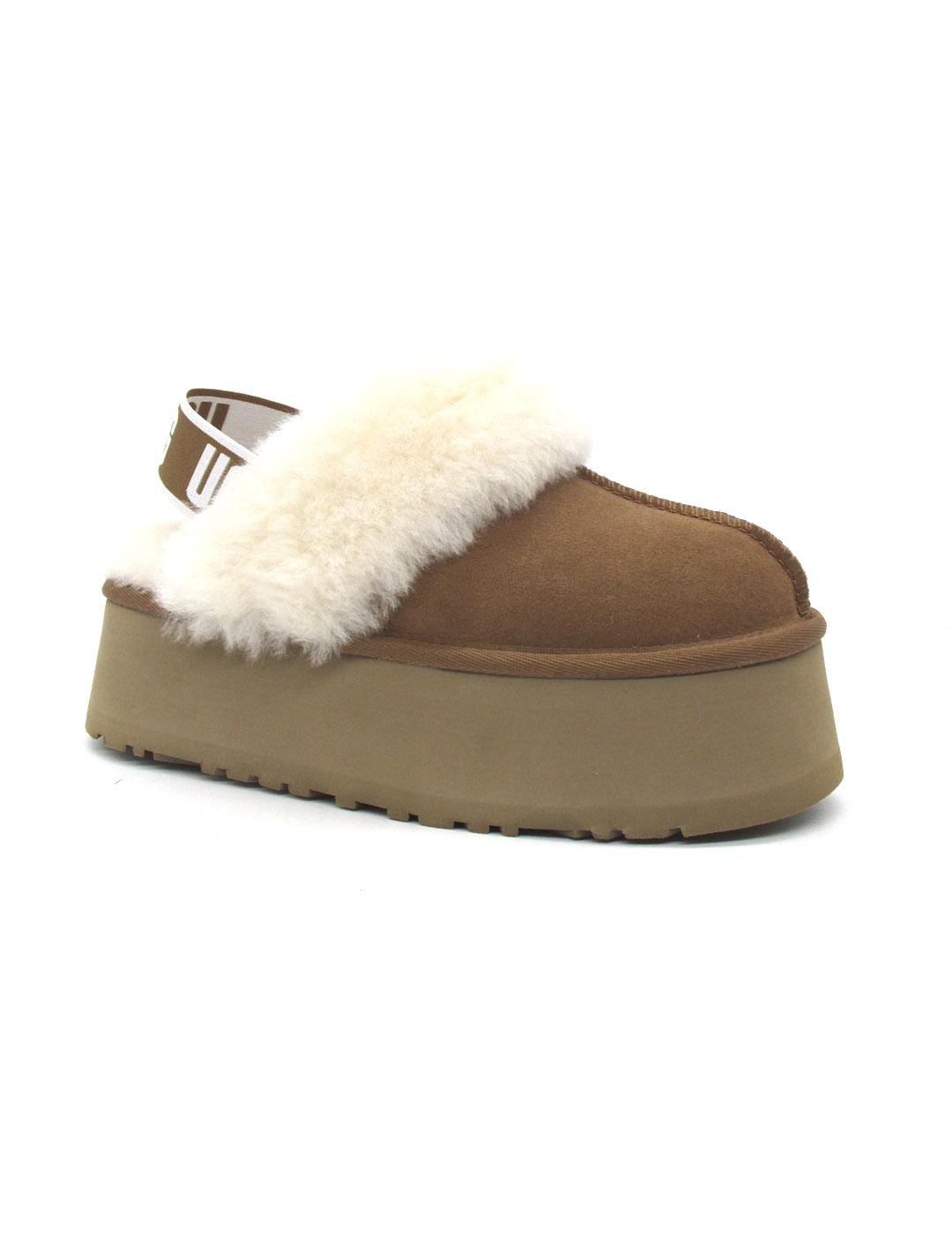 Zueco UGG 1113474 cuero con tira elástica platafor