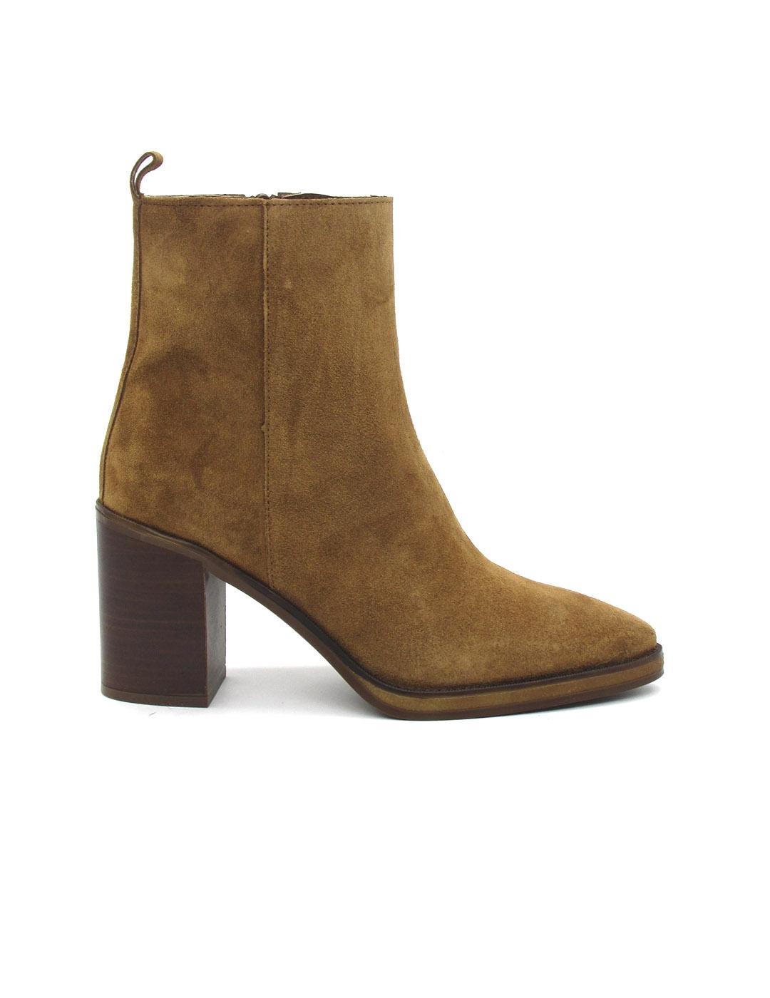 Botin Alpe 5221 en serraje de color cuero mujer
